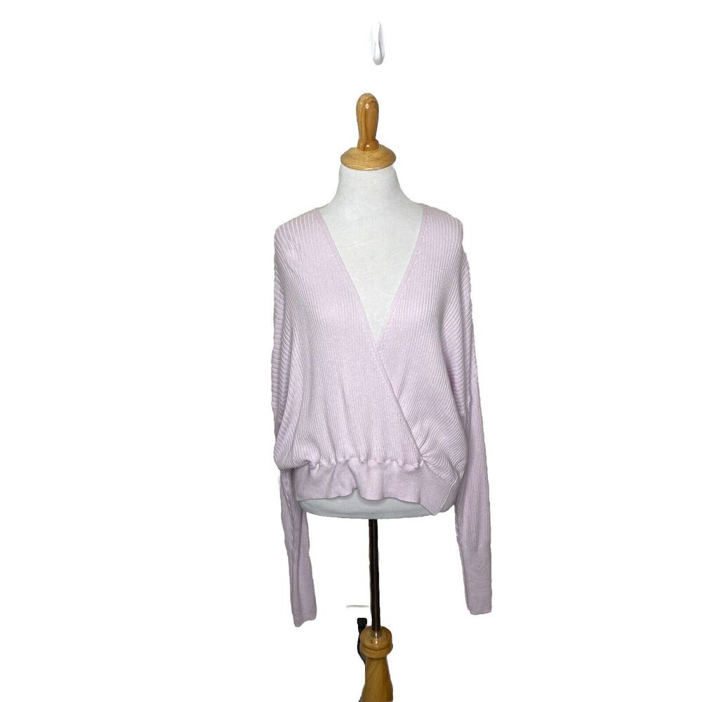 Leith Rib Wrap Sweater  Light Purple Plunge Neckline Rayon Blend Size Medium